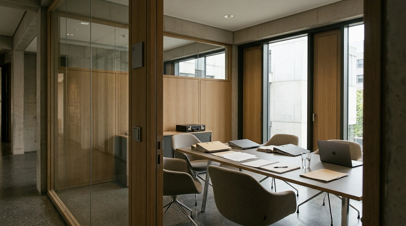 Meeting room prepared for independent technology discussions
