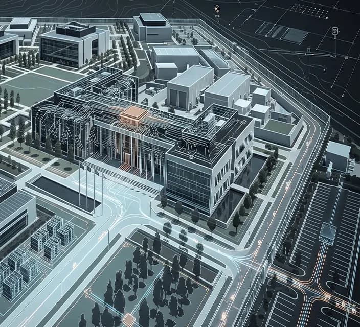 Aerial view of sovereign infrastructure facility