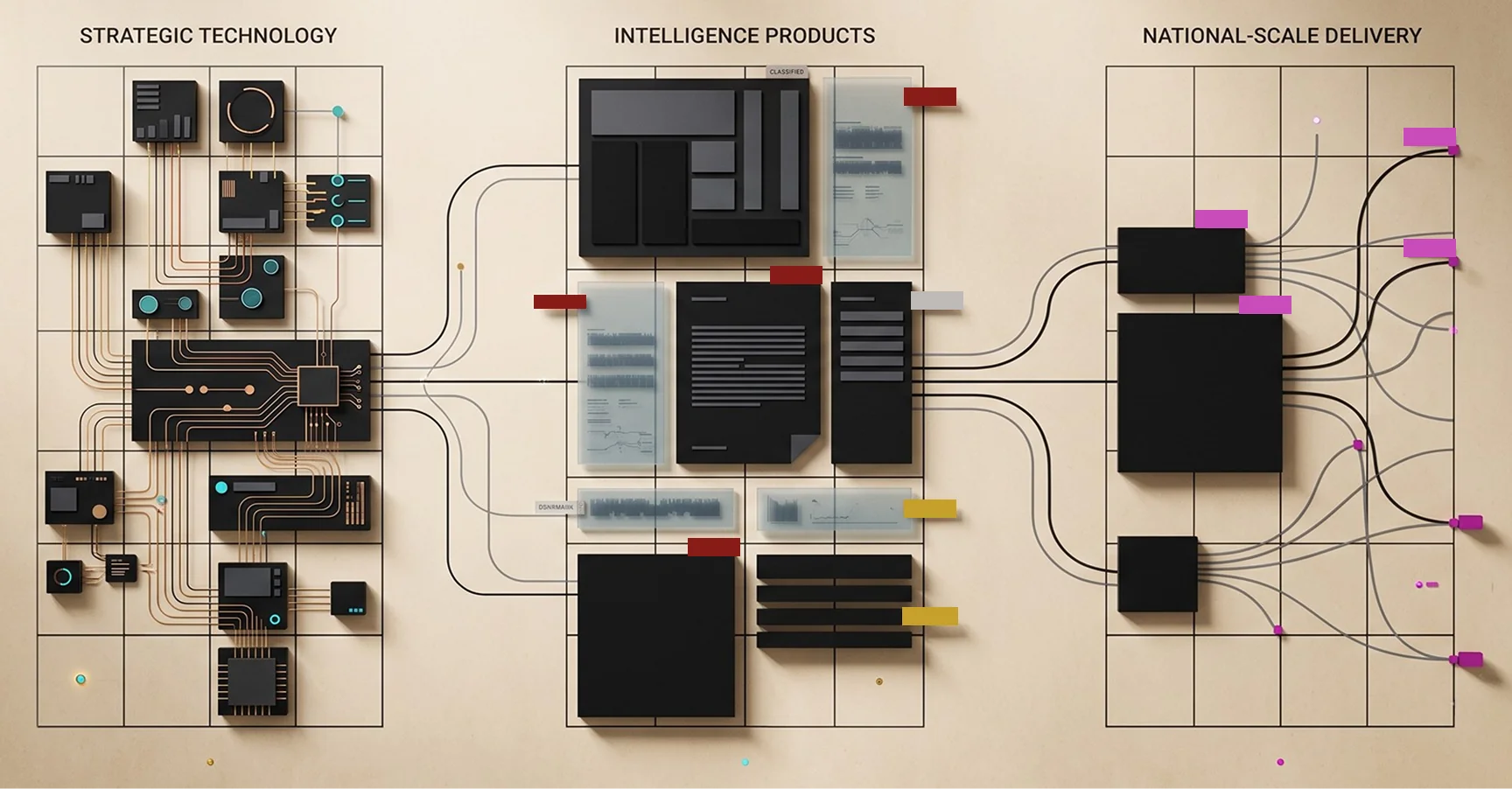 Strategic technology and intelligence architecture diagram