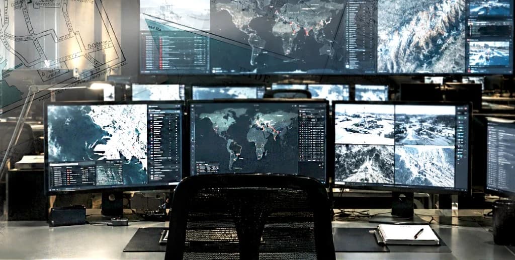 Varro operations console with multi-screen maps and feeds